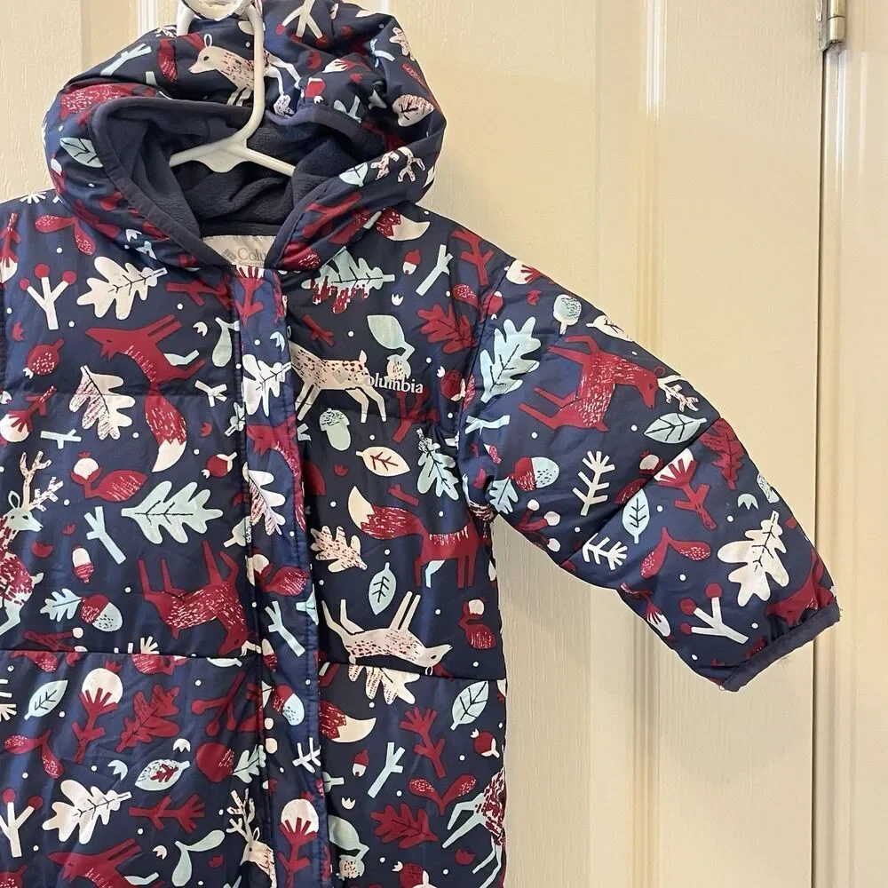 Columbia Infant Snuggly Bunny II Bunting Down Snowsuit Woodland Girls 6-12 Mos